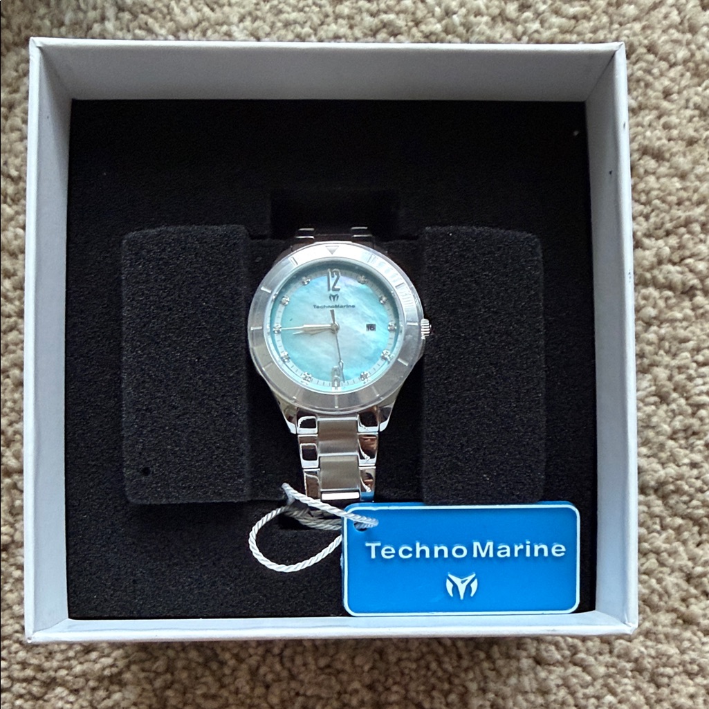 Technomarine Silver Bracelet Watch With Light Blue Dial